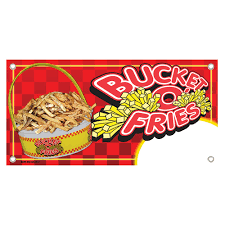 12x24" Rectangle Sign Bucket o' Fries Design